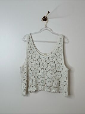 Rebellion Cream Crochet Crop Tank Top